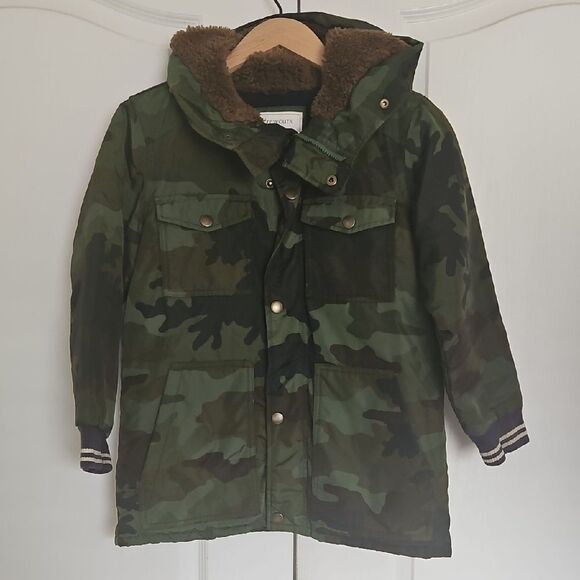Crewcuts Green and Brown Puffer Jacket with Hood - Picture 3 of 16
